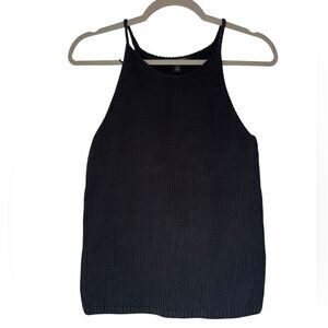 Banana Republic Black Halter Neck Sweater Tank 100% Cotton Women’s Size Small